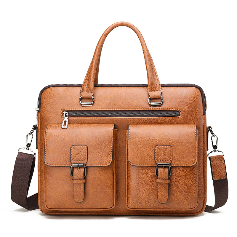 Leather Briefcase - Tas kerja bisnis pria, bermerek mewah,
