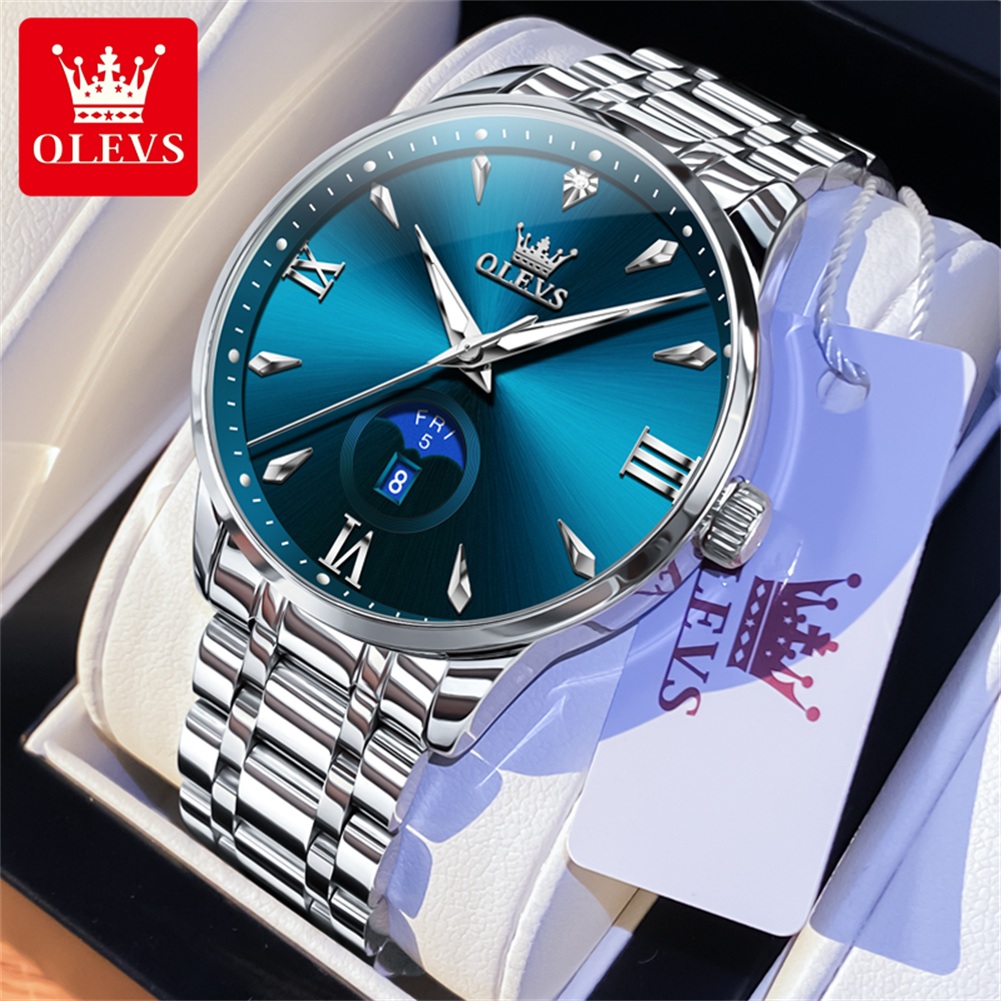 Luxury Watch Men - OLEVS Moon Phase Jam Tangan Pria