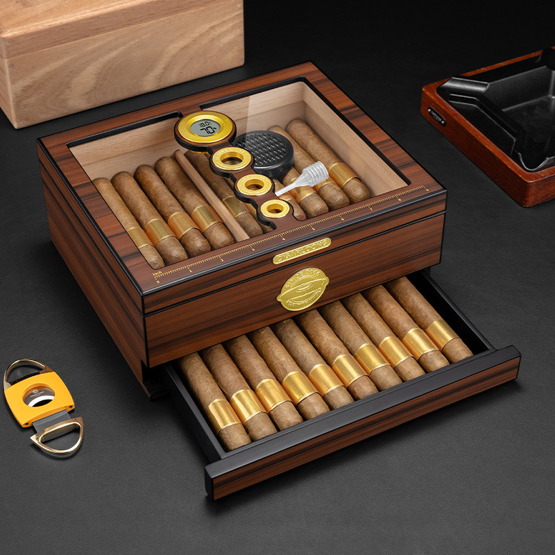 Luxury Gift Set - Kotak Humidor Cerutu Kayu Mewah Buatan