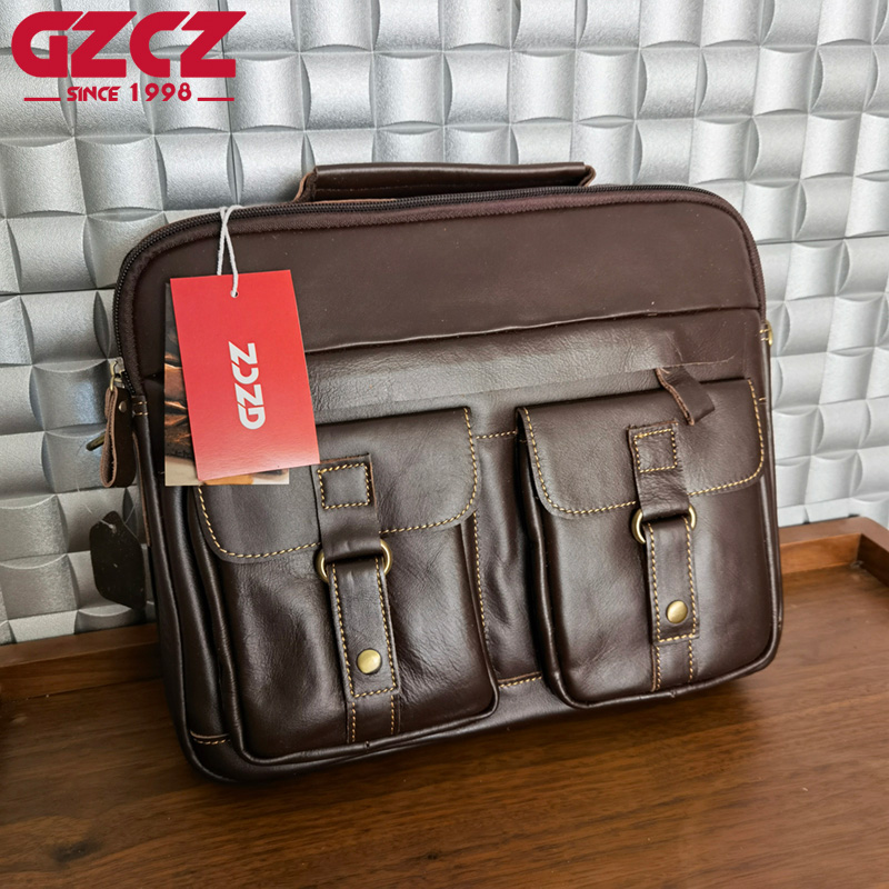 Leather Briefcase - Tas Selempang Pria GZCZ, Tas Komputer