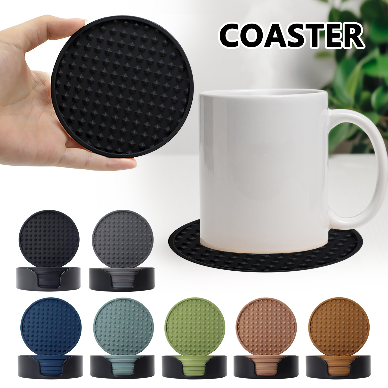 Marble Coaster Set - 6 buah Set alas minum silikon