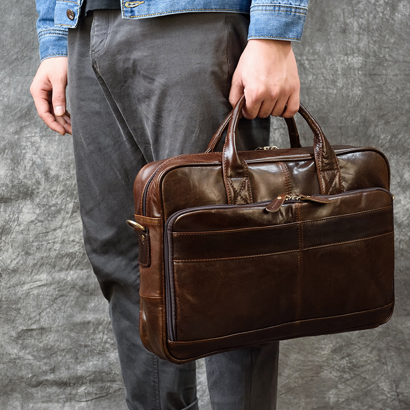 Leather Briefcase - Tas tangan kulit asli mewah untuk