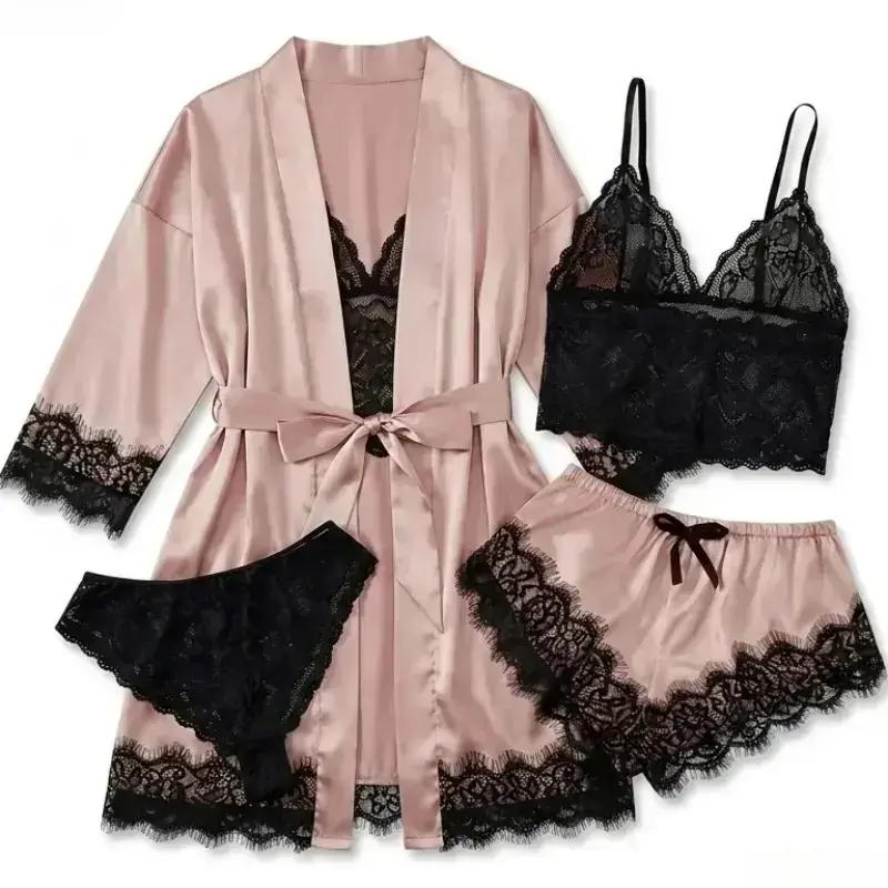 Luxury Gift Set - Set Piyama Satin 4 Potong untuk