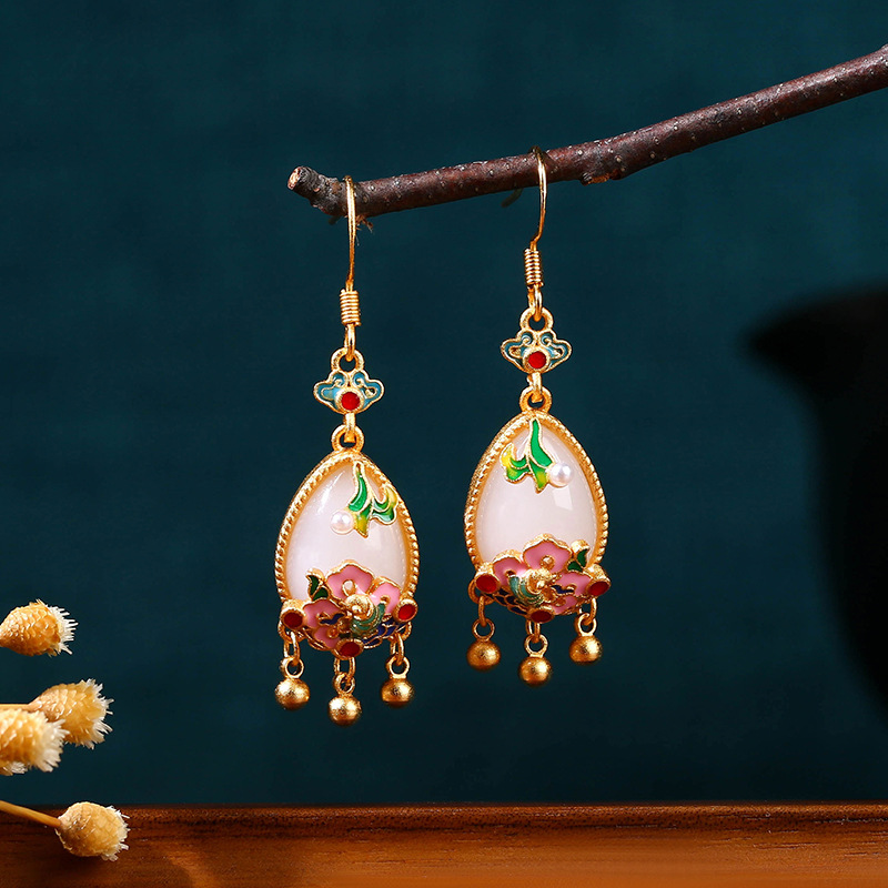 Gold Plated Jewelry - Anting Bunga Giok Alami Jimat Pesona