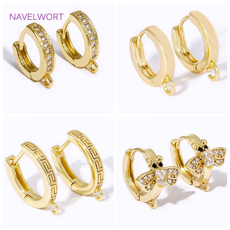 Luxury Gift Set - Anting bulat kuningan berlapis emas 18K