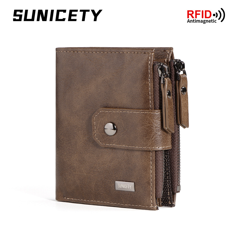 Leather Wallet Men - Dompet Kulit Tipis Pendek Anti-Maling untuk