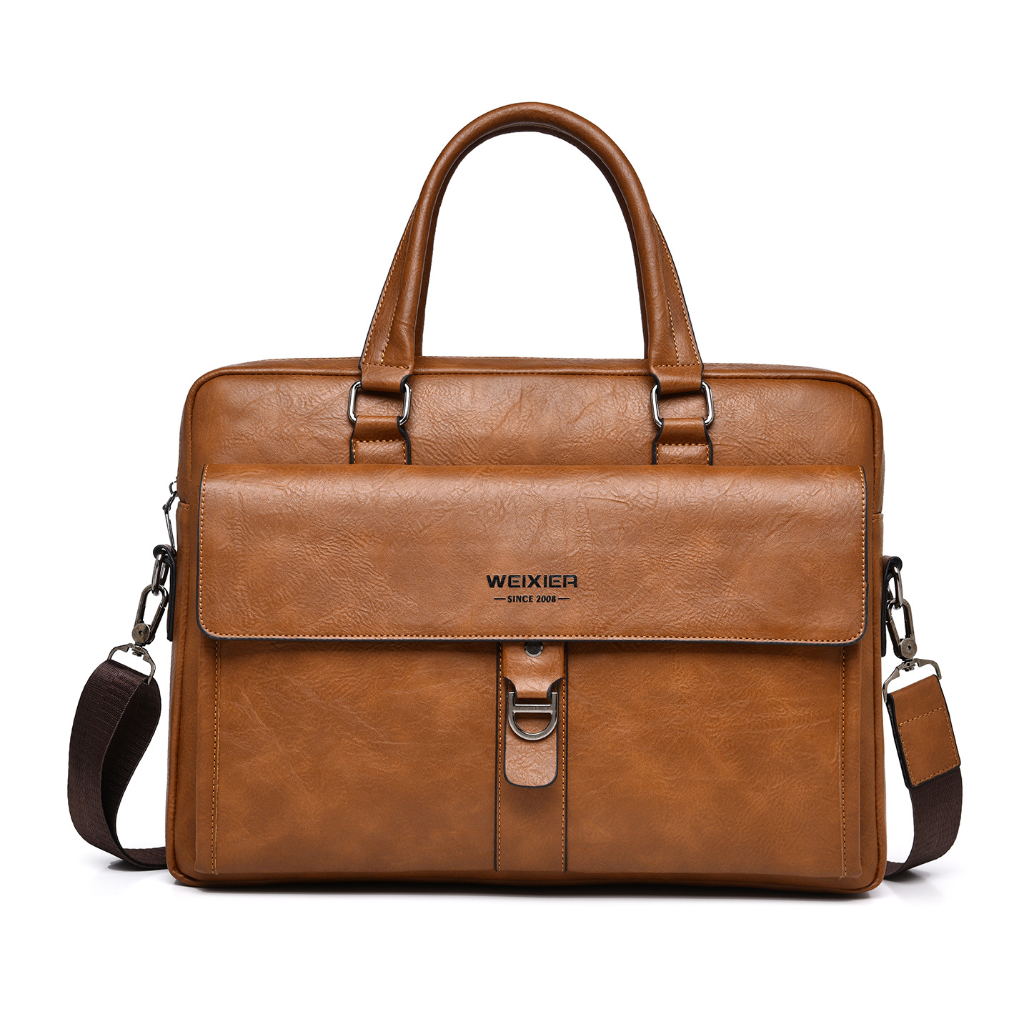 Leather Briefcase - Tas Kerja Pria Kulit PU Coklat