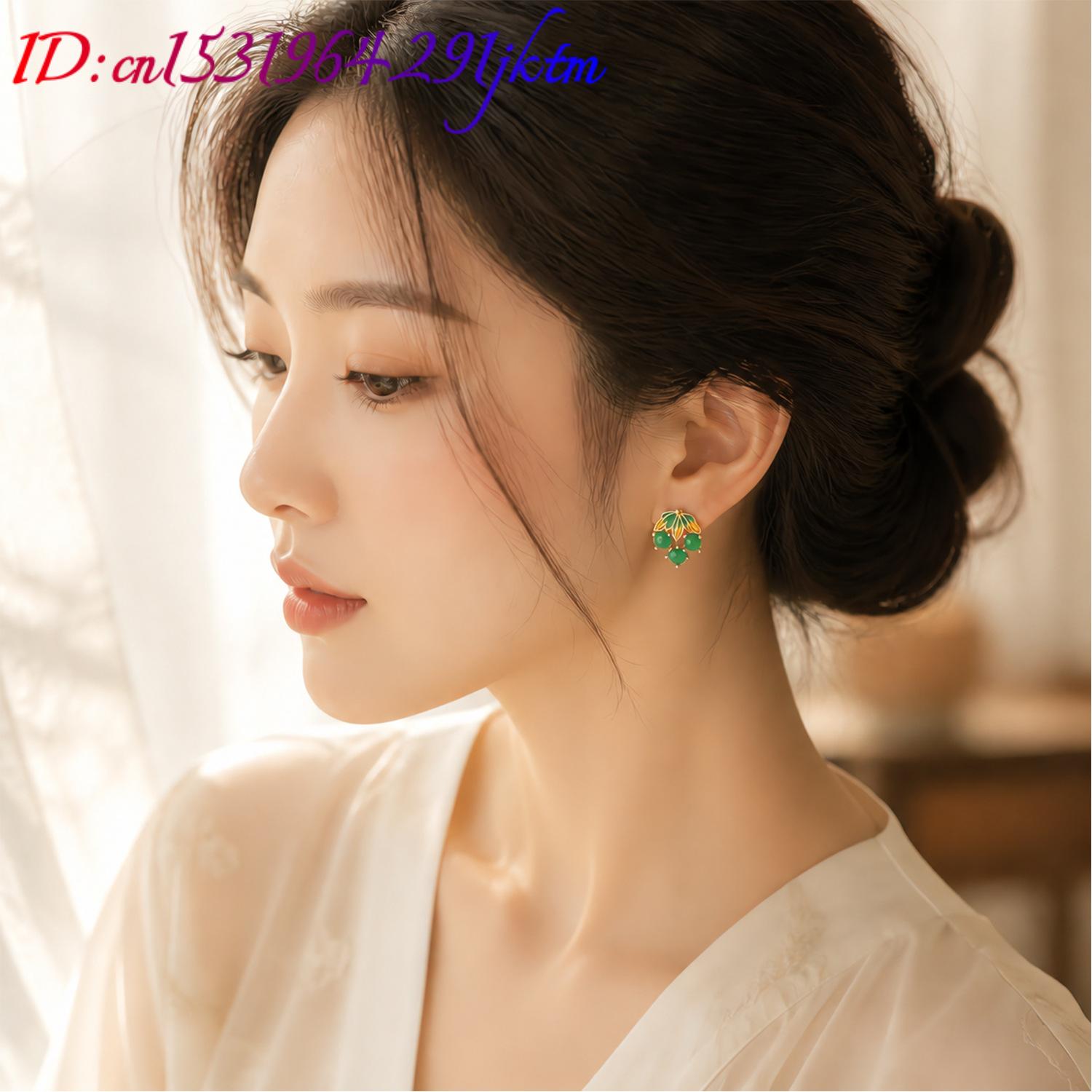 Anting-anting Batu Giok Burma  - Gold Plated Jewelry ulasan dan harga