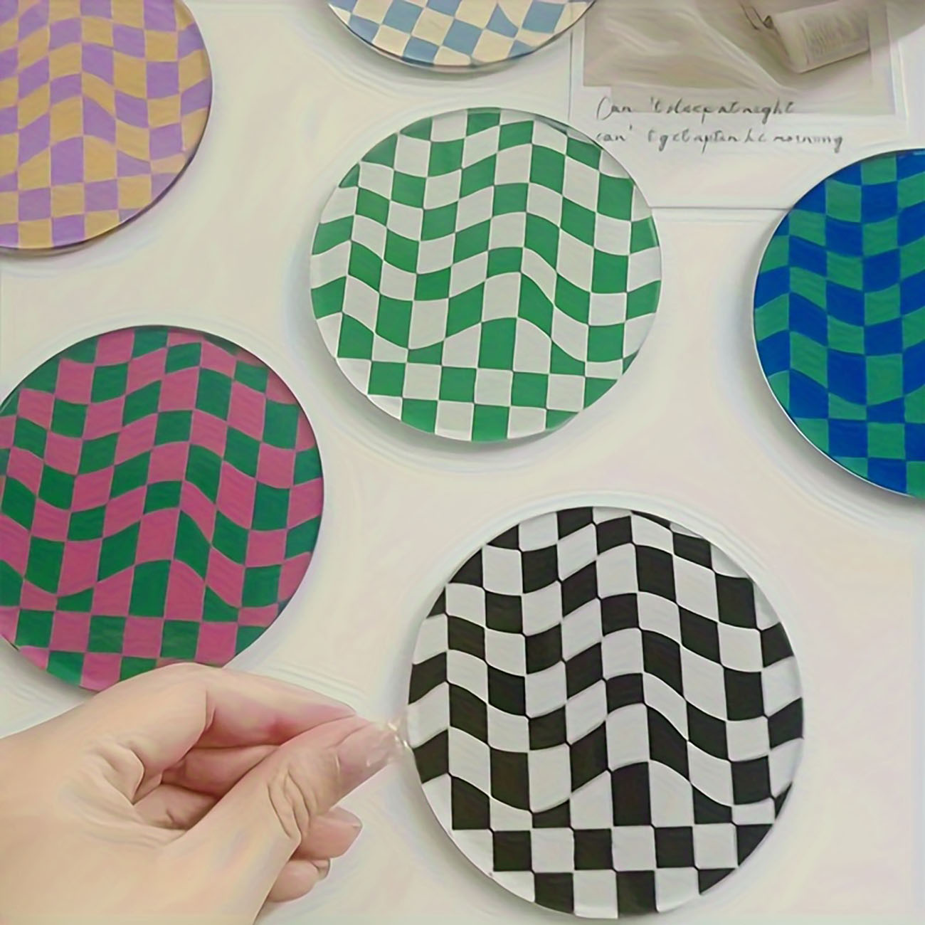 6 Buah - Tatakan Gelas Kayu, A - Marble Coaster Set ulasan dan harga