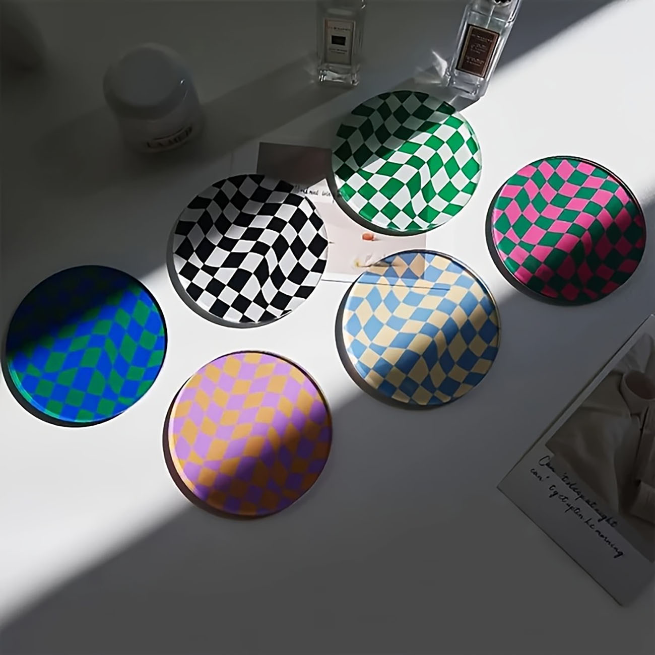 6 Buah - Tatakan Gelas Kayu, A - Marble Coaster Set ulasan dan harga