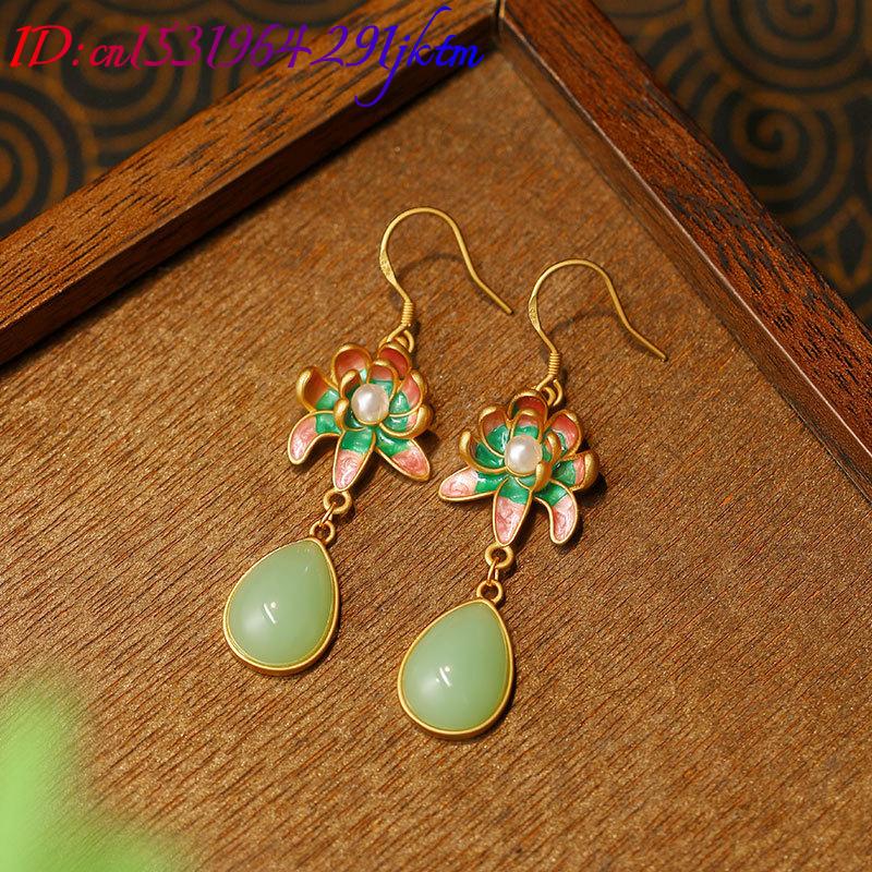 Anting Tetesan Air Batu Giok A - Gold Plated Jewelry ulasan dan harga