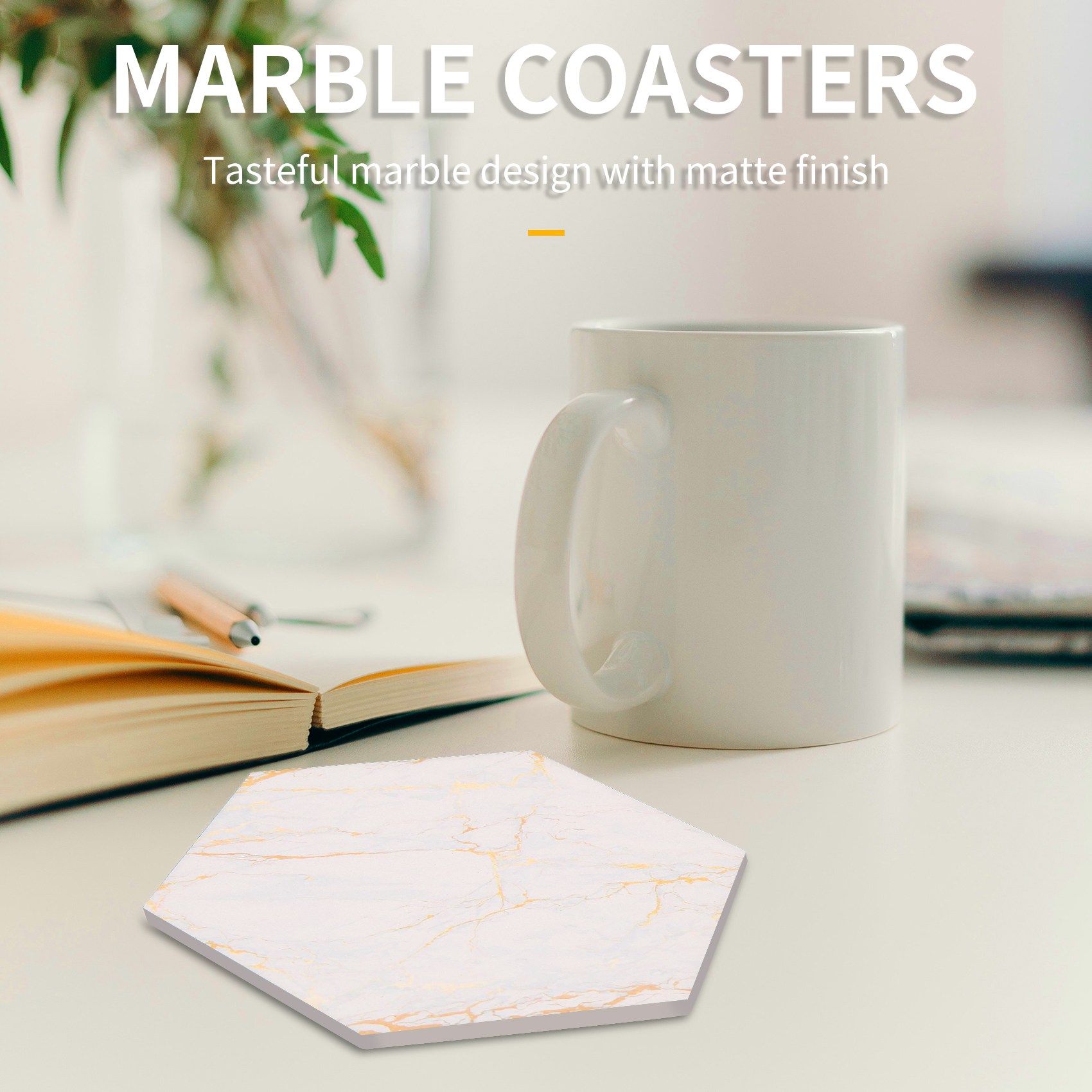 8 PC Coaster untuk Minuman Pen - Marble Coaster Set ulasan dan harga