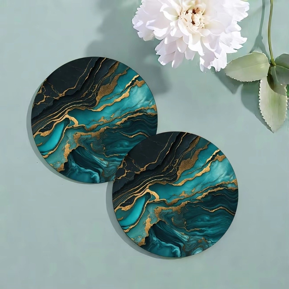6 buah tatakan gelas kayu beru - Marble Coaster Set ulasan dan harga