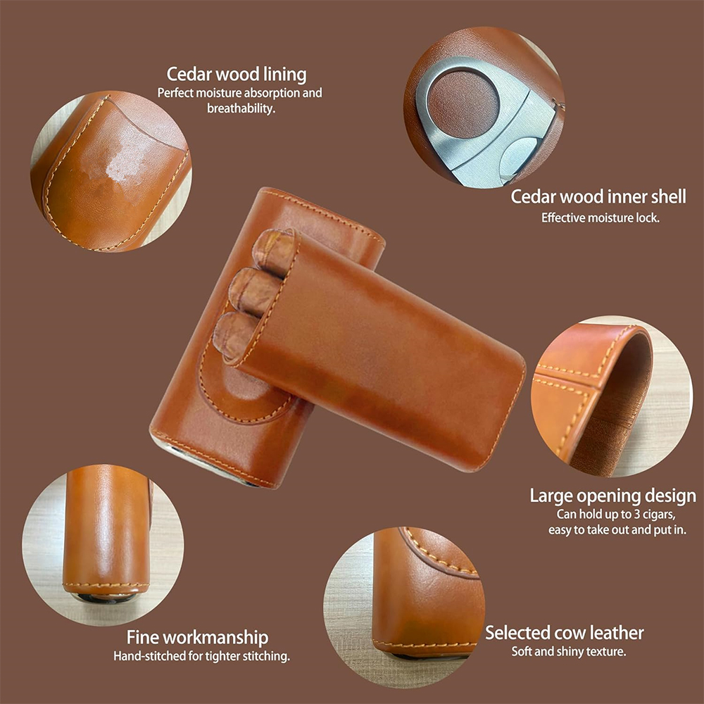 LMETJMA Kotak Cerutu Kulit 3 J - Premium Cigar Case ulasan dan harga