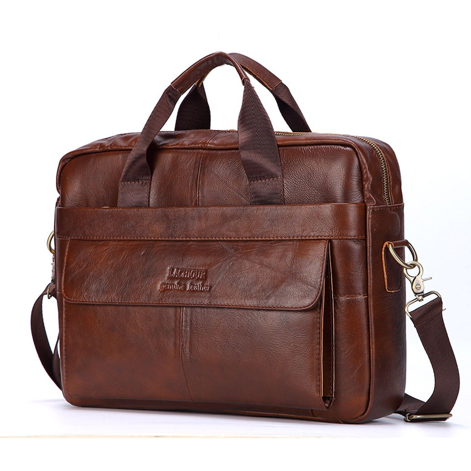 Pria Kulit Asli Kasual Kulit T - Leather Briefcase ulasan dan harga