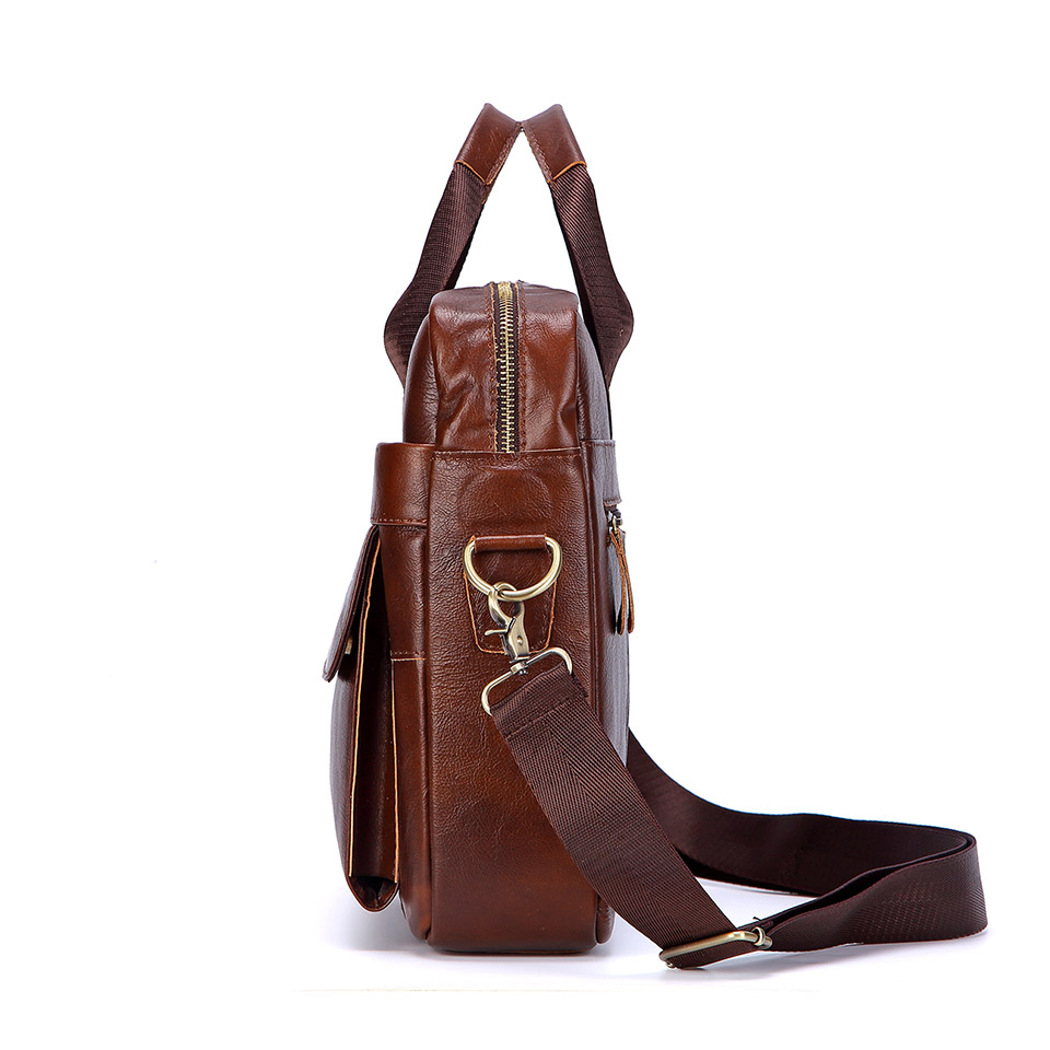 Pria Kulit Asli Kasual Kulit T - Leather Briefcase ulasan dan harga