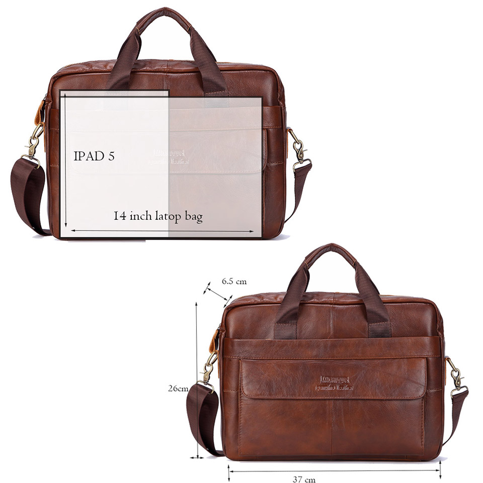 Pria Kulit Asli Kasual Kulit T - Leather Briefcase ulasan dan harga