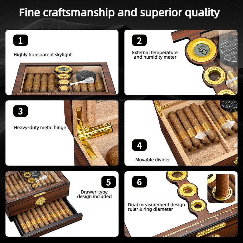 Kotak Humidor Cerutu Kayu Mewa - Luxury Gift Set ulasan dan harga