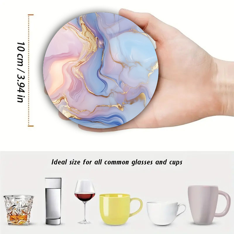 4 Buah Tatakan Gelas Bermotif  - Marble Coaster Set ulasan dan harga