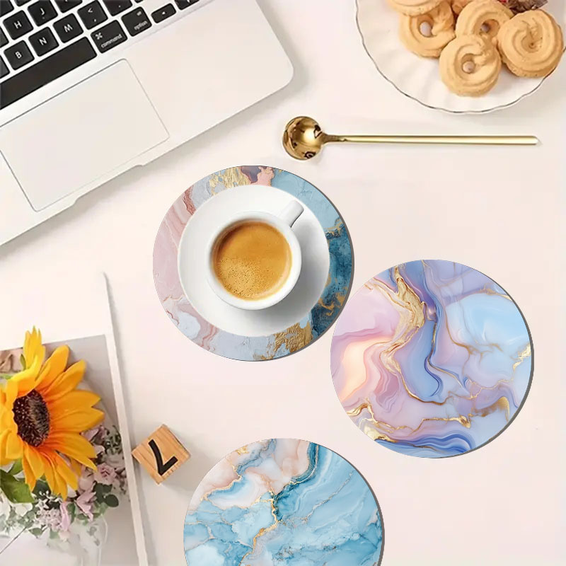 4 Buah Tatakan Gelas Bermotif  - Marble Coaster Set ulasan dan harga