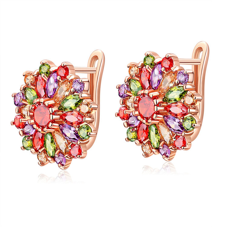 Anting-anting bunga kristal al - Gold Plated Jewelry ulasan dan harga