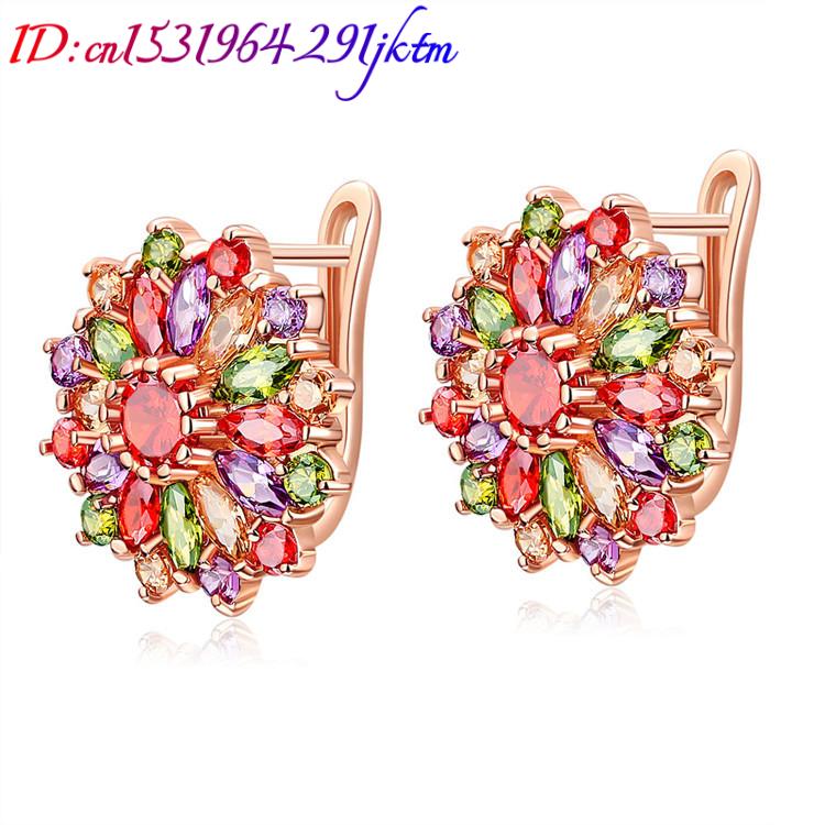 Anting-anting bunga kristal al - Gold Plated Jewelry ulasan dan harga