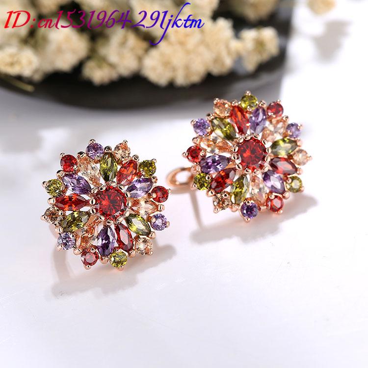 Anting-anting bunga kristal al - Gold Plated Jewelry ulasan dan harga