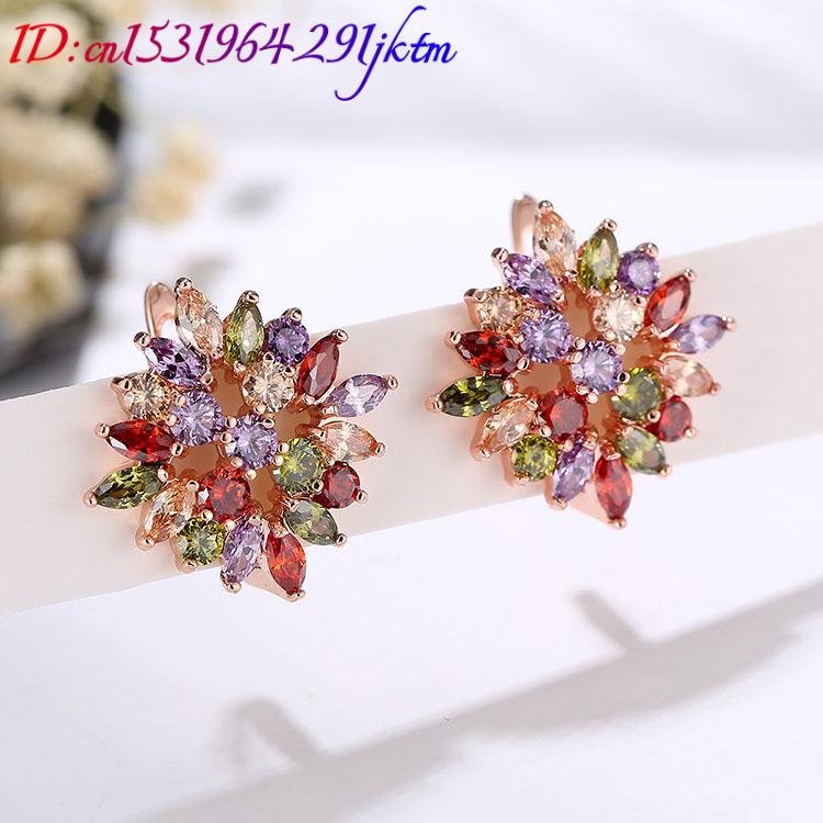 Anting-anting bunga kristal al - Gold Plated Jewelry ulasan dan harga