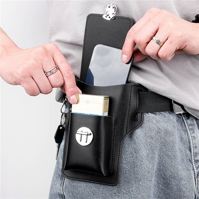 Sarung Ponsel Sabuk Pria, Tas  - Leather Wallet Men ulasan dan harga