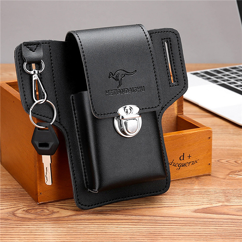 Sarung Ponsel Sabuk Pria, Tas  - Leather Wallet Men ulasan dan harga