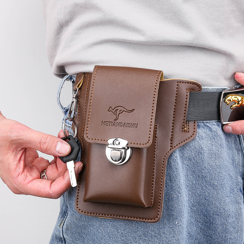 Sarung Ponsel Sabuk Pria, Tas  - Leather Wallet Men ulasan dan harga