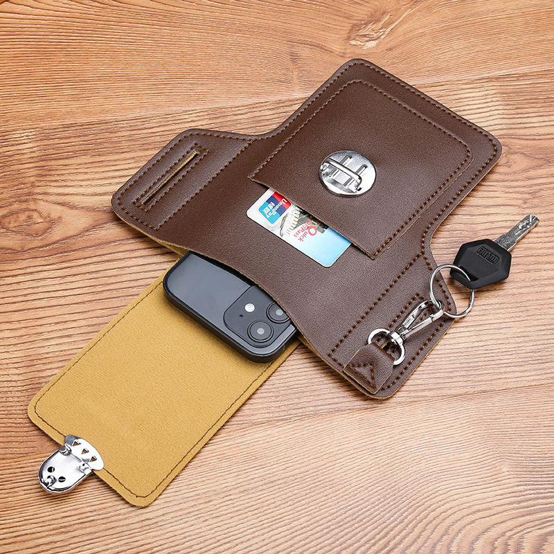 Sarung Ponsel Sabuk Pria, Tas  - Leather Wallet Men ulasan dan harga