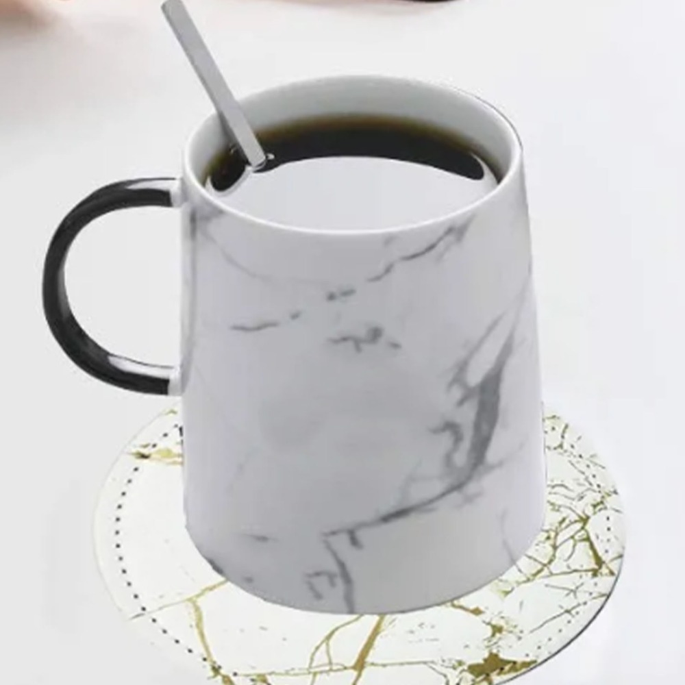 7 Buah Set Coaster Kulit PU Ta - Marble Coaster Set ulasan dan harga