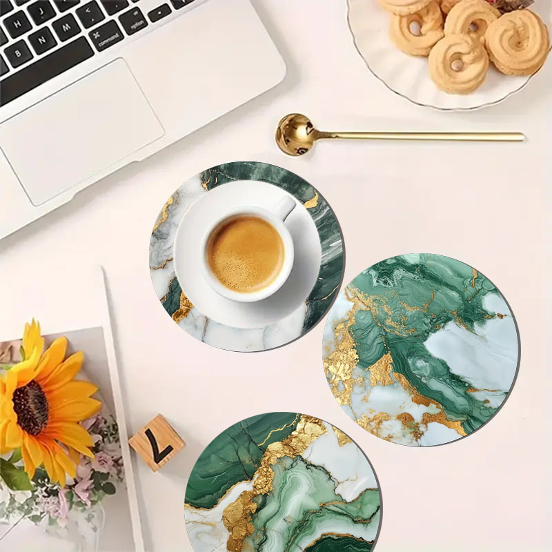 4 Buah Tatakan Gelas Bermotif  - Marble Coaster Set ulasan dan harga
