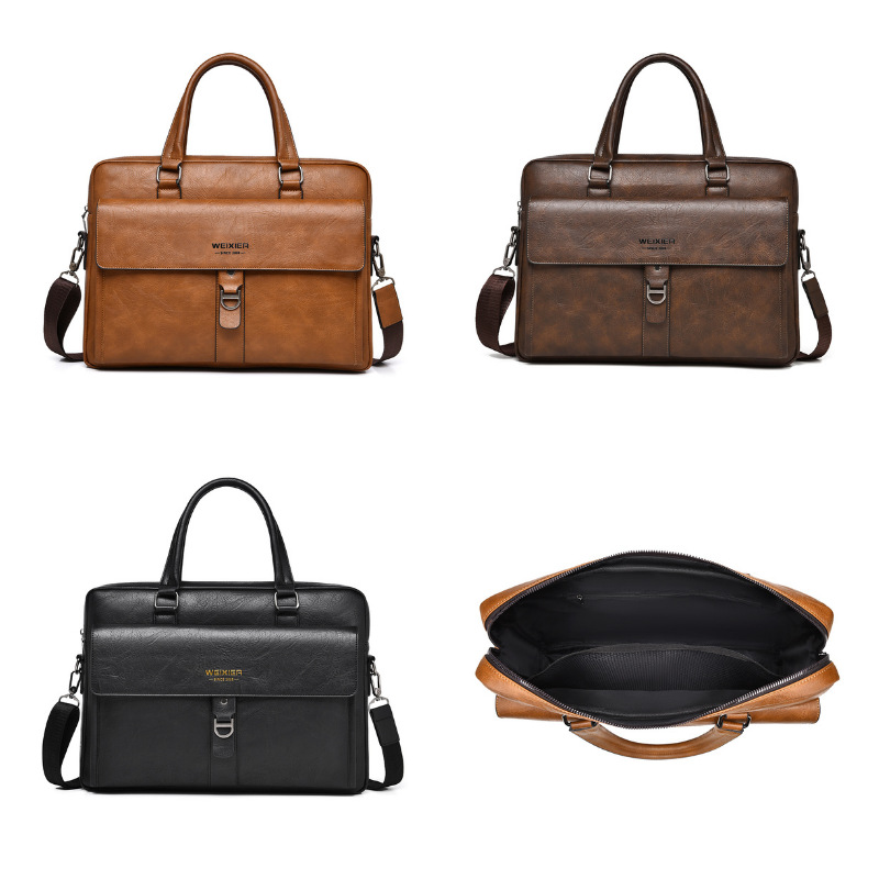 Tas Kerja Pria Kulit PU Coklat - Leather Briefcase ulasan dan harga