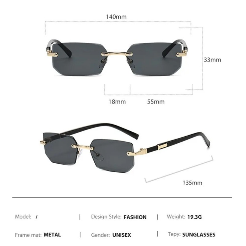 Kacamata Hitam Tanpa Bingkai M - Designer Sunglasses ulasan dan harga