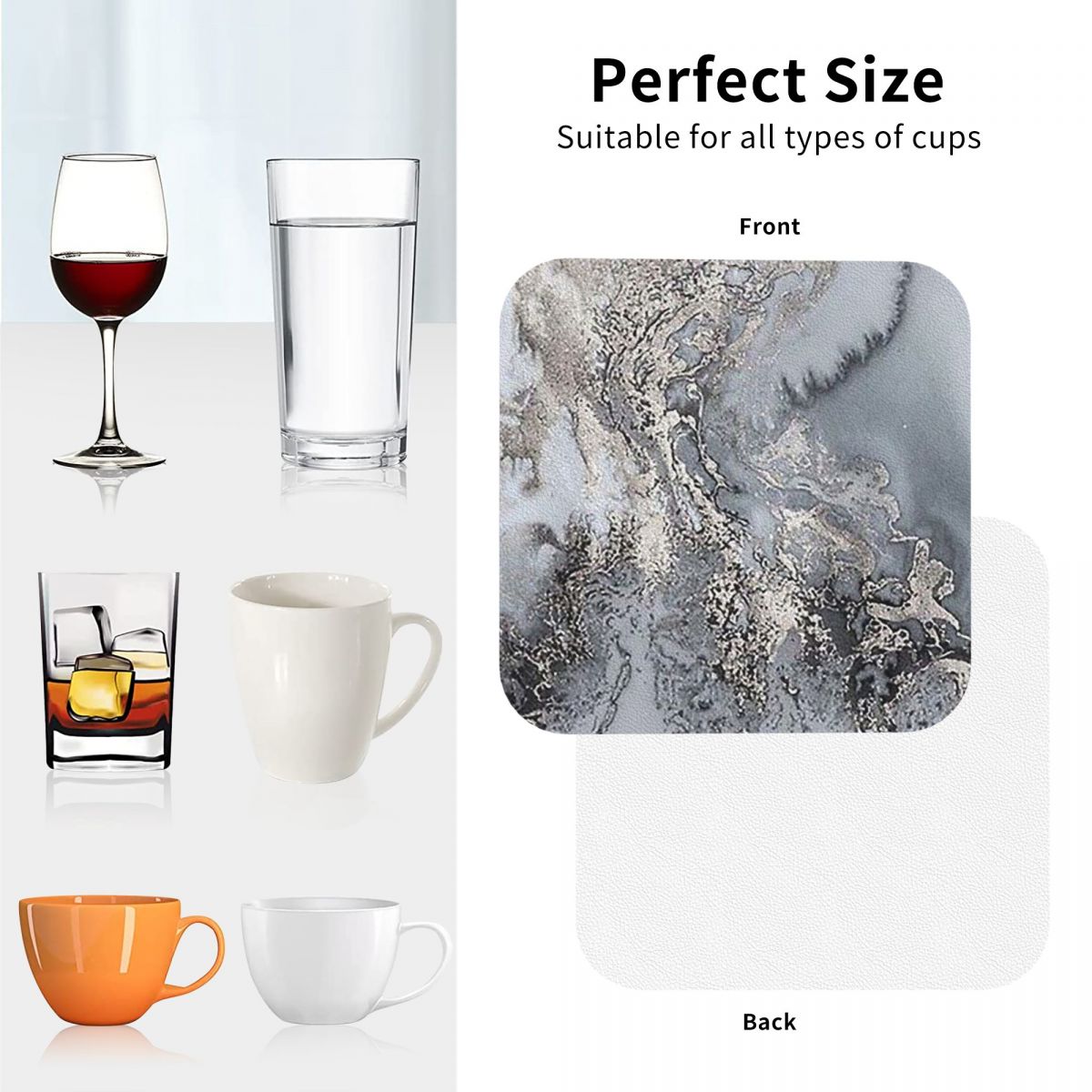 Tatakan Gelas Marmer Abu-abu d - Marble Coaster Set ulasan dan harga